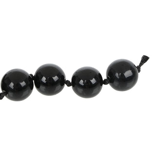 Black Crystal Tiny Anal Beads product image showing cotton string handle for safe and controlled use.