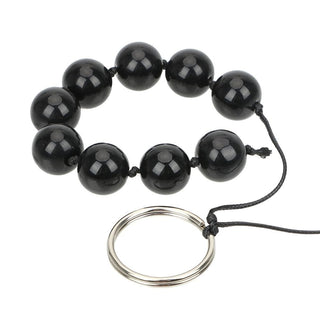 Black Crystal Tiny Anal Beads product image displaying dimensions for optimal backdoor play.
