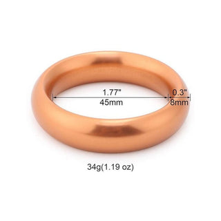 Featuring an image of a shiny stainless steel penis ring in various colors and sizes for every warrior.