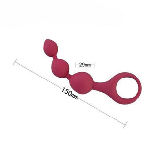 Alluring Rose Red Silicone Ball String with 5.91 inches total length and 1.14 inches wide beads.