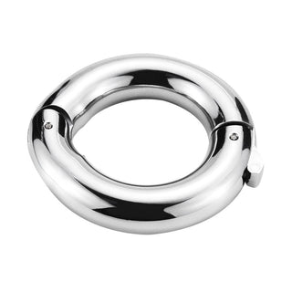 Pictured here is an image of Adjustable Rounded Metal Ring showcasing the precision and tailored pleasure of the toy with adjustable sizes for a perfect fit.