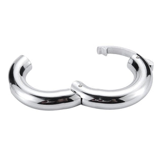 This is an image of Adjustable Rounded Metal Ring with a link lock feature ensuring comfort and control for an enhanced pleasure experience.