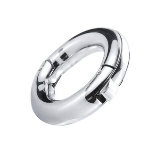 In the photograph, you can see an image of Adjustable Rounded Metal Ring in silver color, designed to boost stamina, enhance sensations, and provide long-lasting intense sessions.