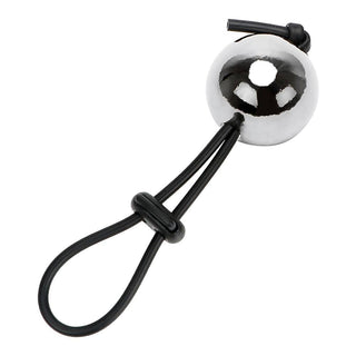 Observe an image of Lasso-Type Adjustable Ring With Metal Ball featuring a tantalizing metal ball for added pleasure.