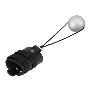 You are looking at an image of Penis Extender With Metal Ball Ring, made from premium PU leather and metal for durability.