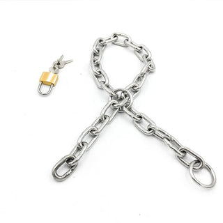 Adjustable hand chains offering endless pleasure possibilities in stainless steel material.