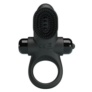 Featuring an image of Waterproof Black Reusable Vibrating Ring for shared pleasure and versatile use.