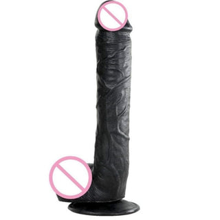 Realistic black dildo with suction cup base, resembling Hulk