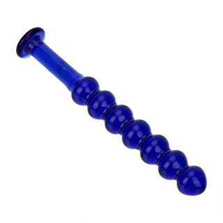 Quality, Comfort, and Care depicted in an image of Blue Anal Beads made from premium glass for a smooth and pleasurable experience.
