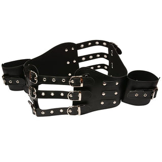 Adjustable Gothic Fur Arm BDSM Thigh Ankle Cuffs with Leather Belt Type for a secure fit.