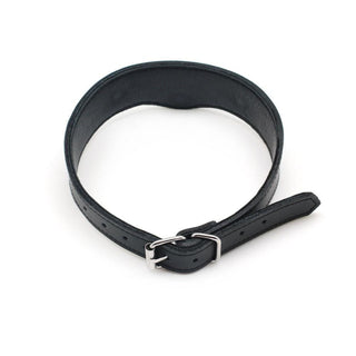Sleek black leather BDSM collar with 