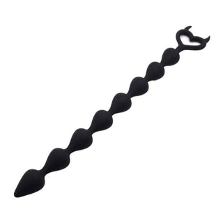 You are looking at an image of Succubus Extra Long Anal Beads with 8 well-crafted beads in elegant black silicone design.