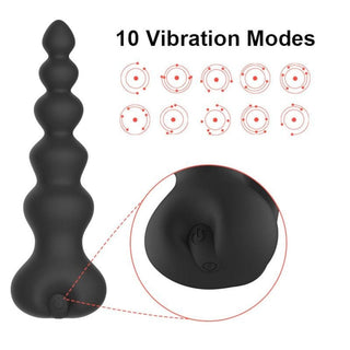 Black silicone Backdoor Party Vibrating Beads designed for comfort and safety in intimate play.