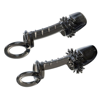 Thorny Extender Bionic Cock Sheath With Balls - Intimate tool with spikes on tip for hardcore pounding experience and snug ball ring