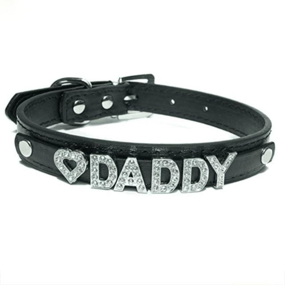 This is an image of Daddies Little Girl Choker Non-Leather Collar in striking rose red color.