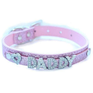 This is an image of Daddies Little Girl Choker Non-Leather Collar in captivating blue color.