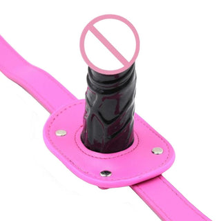 Observe an image of Locked and Loaded BDSM Silicone Gag with a metal buckle for adjusting the strap to fit any head size.