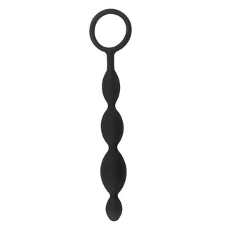 Ebony Silicone Ass String Plug with a pull ring for controlled intensity and safety.