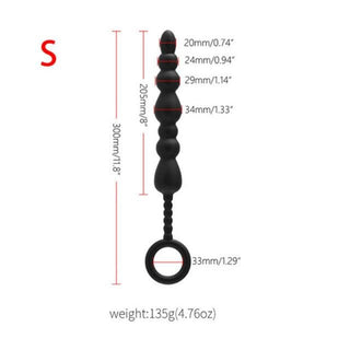 This is an image of Rocky Road Gay Ball String in black silicone material, perfect for intimate satisfaction.