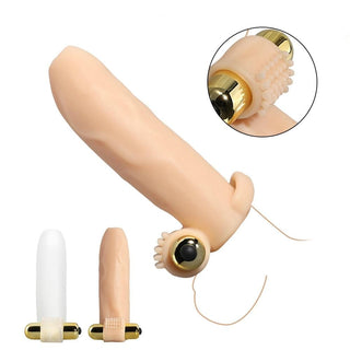 Observe an image of Uncircumcised Extension Vibrating Cock Sleeve Stimulator featuring a slightly wrinkled surface and smooth head for an authentic experience.