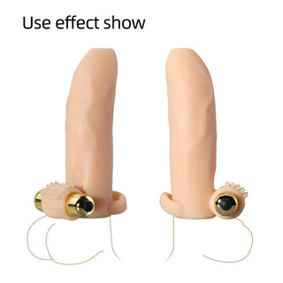 Here is an image of Uncircumcised Extension Vibrating Cock Sleeve Stimulator crafted for adventurous and bold intimate encounters.
