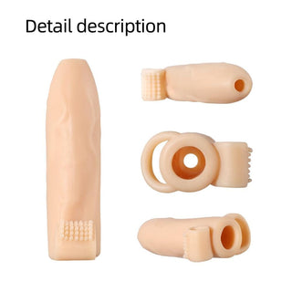 Take a look at an image of Uncircumcised Extension Vibrating Cock Sleeve Stimulator complete with a vibrating clit massager for intensified external stimulation.
