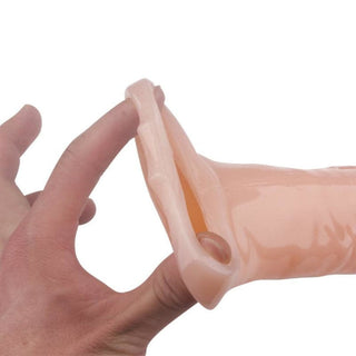 Here is an image of Intimacy-Enhancing Huge Realistic Cock Sleeve Extension with a stretchy ball strap for a secure fit during intimate moments.