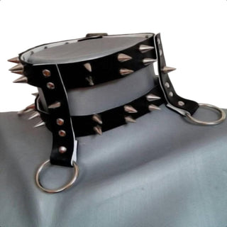 Spiky Kinky Hardcore Jewelry Bondage Collar for Submissives - High-quality PU Leather and metal collar for safety and comfort.