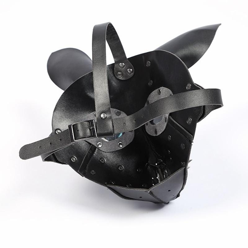 Durable Synthetic Leather Hardcore Bunny Bdsm Gas Mask with breathability features.