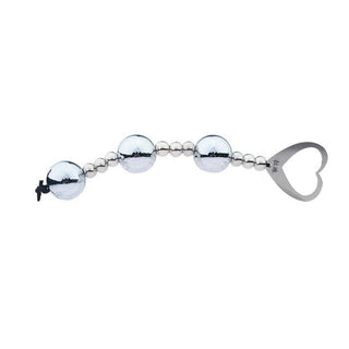 This is an image of Petite Silver Spheres with heart-shaped pull ring for ease of use.