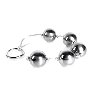 This is an image of Orgasmic Sensations Metal Anal Balls - Exquisite design with perfect dimensions, optimal size for beginners and experienced users.