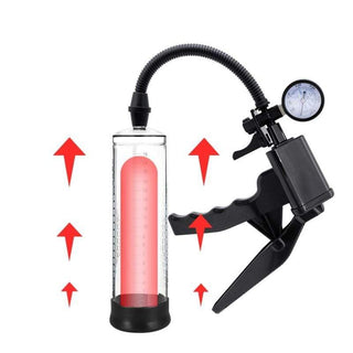 Check out an image of Trigger Happy Erection Enlarger Penis Pump showcasing ABS cylinder and silicone sleeve design.