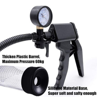 This is an image of Trigger Happy Erection Enlarger Penis Pump with precision pressure gauge for optimal control.
