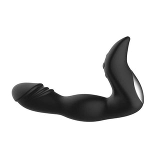 Male G Spot Toy in black silicone with wavy massager design.