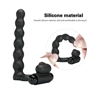 Silky Smooth Cock Sheath Strapless Strap On 6-Inches Extension - An image of a 6-inch anal probe with beads increasing in girth for fullness and flexibility for comfort.