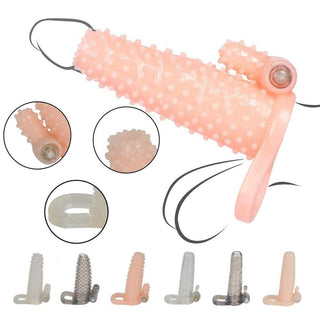 Presenting an image of Single-Frequency Hollow Vibrating Cock Sleeve Extender with ribbed texture for added stimulation.