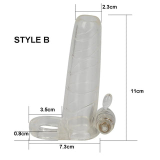 Pictured here is an image of Single-Frequency Hollow Vibrating Cock Sleeve Extender with vibrating bullet for intensified pleasure.