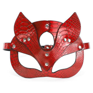 Seductive red mask with adjustable strap for immersive sensory experience.