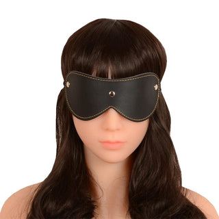 Black Leather Sex Blindfold for heightened sensory experiences and anticipation.