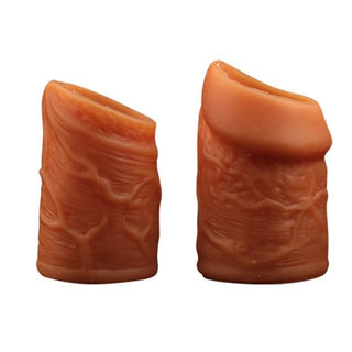 Here is an image of Foreskin Girthy Correction Hollow Silicone Penis Sleeves Extender Set 2pcs, designed to enhance length and girth for heightened pleasure.