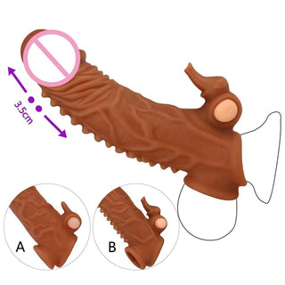 An image displaying the versatile design of Wild Sensations Vibrating Penis Extension with switchable textures for varied sensations.