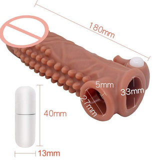 An image showcasing the Horny Elephant Thick Vibrating Silicone Penis Extension, inviting you to experience a wild and gentle intimate adventure.
