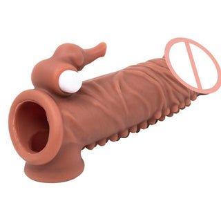 What you see is an image of Horny Elephant Thick Vibrating Silicone Penis Extension showcasing its majestic elephant-inspired design and stimulating features.