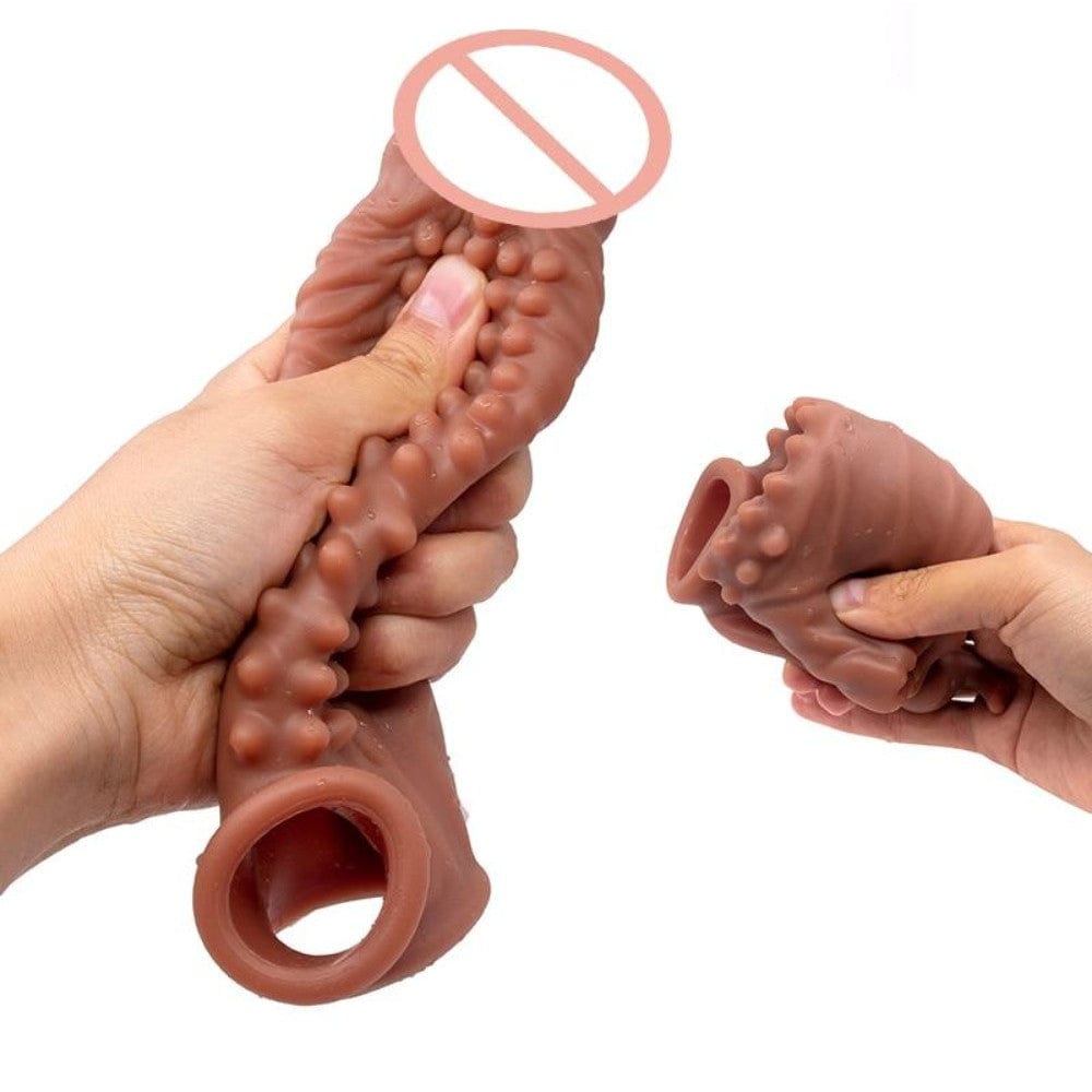 A detailed image of the Horny Elephant Thick Vibrating Silicone Penis Extension, crafted from high-quality silicone for safety and longevity.