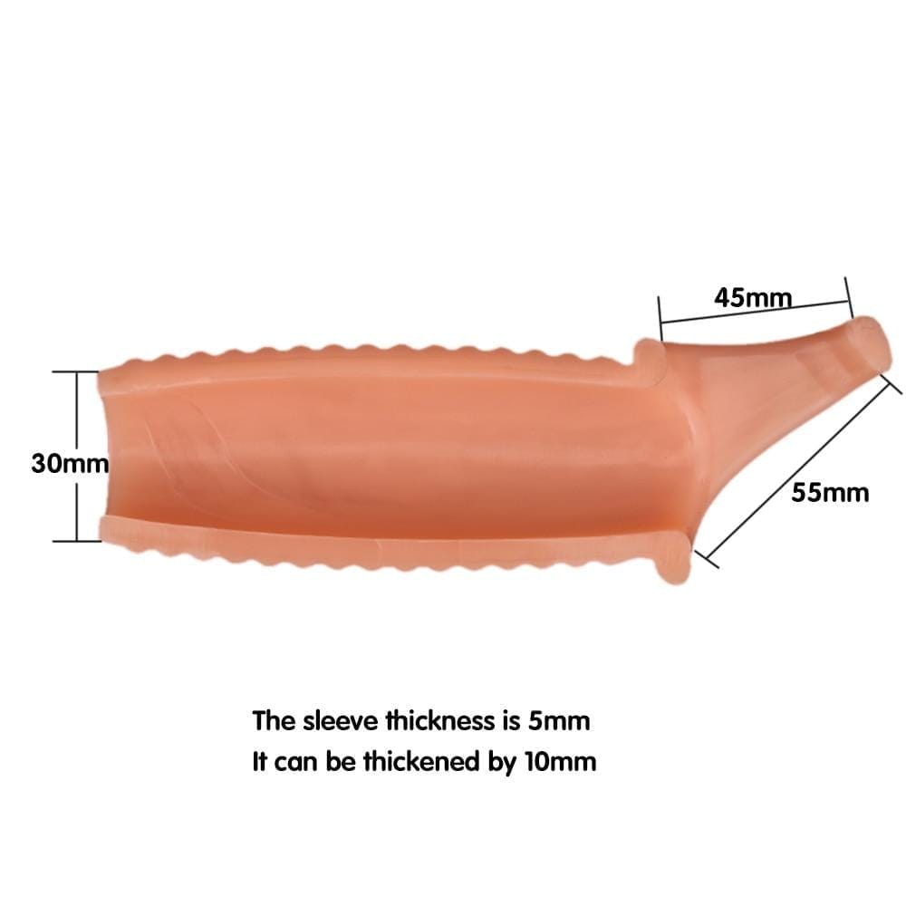 What you see is an image of Orgasmically-Textured Girthy Hollow Penis Sleeve Extender for enhanced pleasure