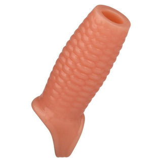 Pictured here is an image of Orgasmically-Textured Girthy Hollow Penis Sleeve Extender with corn-on-the-cob texture variant