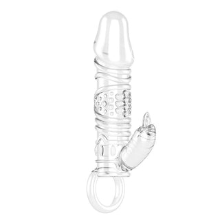 Take a look at an image of Pure Satisfaction Vibrating Cock Sheath Extension, prioritizing comfort and safety with a snug fit and supple texture.