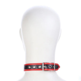 Here is an image of O Ring Collar Bondage Leather Choker showcasing adjustable length from 12.60 to 16.54 and width of 0.98.