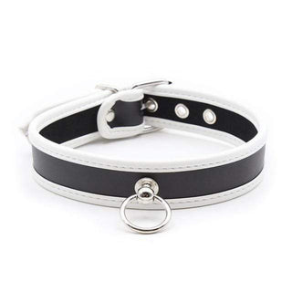 Feast your eyes on an image of O Ring Collar Bondage Leather Choker made from high-quality synthetic leather for a soft and sensual feel.