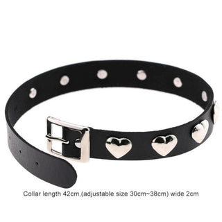 Image of Black Leather Heartbreaker Choker showcasing its punk rock aesthetic, durability, and comfort.